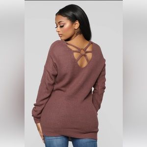 Fashion Nova Strappy Back Sweater- Rose